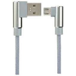 PERFEO (U4805) USB A вилка - Micro USB вилка, 2.4A, угловой, серый, 1 м, Micro Premium