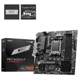MICROSTAR Материнская плата MSI PRO B650M-P / AMD B650 AM5 4xDDR5 2xM.2 4xSATA D-SUB HDMI DP / mATX