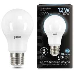 GAUSS Упаковка ламп LED E27, шар, 12Вт, A60, 10 шт. [102502212]