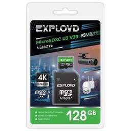 EXPLOYD MicroSDXC 128GB Class 10 (U3) V30 Vision+ адаптер SD (95 MB/s) [EX128GCSDXC10-U3-V30]