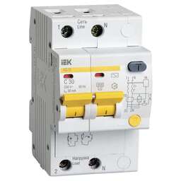IEK Выключатель автом. дифф. тока MAD10-2-032-C-030 АД12 32A тип C 4.5kA 30мА AC 2П 230В 3мод белый (упак.:1шт)