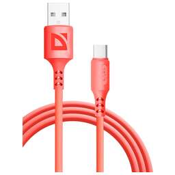 DEFENDER (87106RED) USB кабель F207 TypeC 1м,2.4А,силикон,пакет