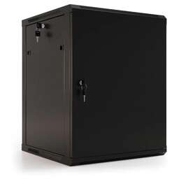 HYPERLINE Шкаф коммутационный (TWB-0945-SR-RAL9004) настенный 9U 600x450мм пер.дв.стал.лист 60кг черный 275мм 180град. 500мм IP20 сталь