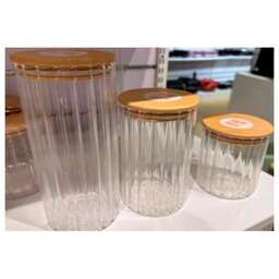 LEONORD Банка из рельефного стекла, AROMA RIVIERA, объём: 1300 мл, с крышкой из бамбука (108281)