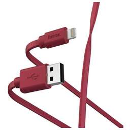 HAMA Кабель 00187233 USB (m)-Lightning (m) 1м красный плоский
