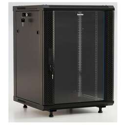 HYPERLINE Шкаф коммутационный TWB-FC-1266-GP-RAL9004 настенный, стеклянная передняя дверь, 12U, 600x662x600 мм