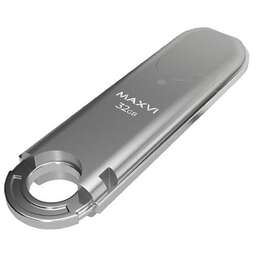 MAXVI P2 32GB silver, монолит с колпачком, ABS пластик, USB 2.0