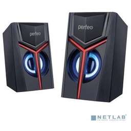PERFEO колонки TRIAL , 2.0, мощность 2х3 Вт, USB, чёрн, Game Design, LED подсветка