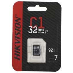 HIKVISION Карта памяти microSDHC UHS-I U1 32 ГБ, 92 МБ/с, Class 10, HS-TF-C1(STD)/32G/Adapter, 1 шт., переходник SD