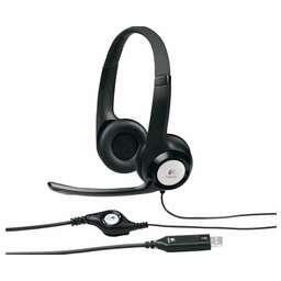 LOGITECH Гарнитура H390, для контактных центров, накладные, проводные, черный [981-001577]