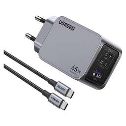 UGREEN Сетевое зарядное устройство X755, USB-A, 2xUSB-C, 65Вт, 5A, серый [25871]