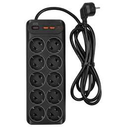 POWERCOM Сетевой фильтр SP-10 USB2A1СB 3,0м, 3.0м, черный