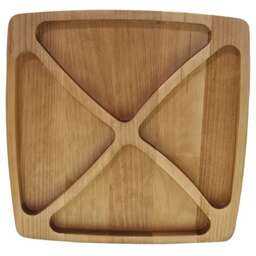 РОССИЯ 370722m Менажница "Квадрат, 4 секции" 21,5х21,5х1,8 см, массив берёзы, покрыта маслом