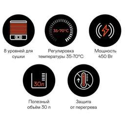 GARLYN Сушилка для овощей и фруктов D-11, прозрачный/черный, 8шт