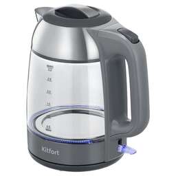 KITFORT Чайник электрический КТ-6762 3л. 2000Вт серый/серебристый корпус: стекло/металл/пластик