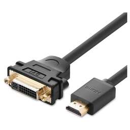 UGREEN Адаптер аудио-видео 20136, HDMI (m) - DVI-I (f), 0.22м, черный