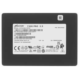 MICRON Жесткий диск SSD «2.5» U.2 1920GB 7300 PRO Enterprise SSD MTFDHBE1T9TDF-1AW1ZABYY NVME, 3000/1550, IOPS» MTFDHBE1T9TDF-1AW1ZABYY 396/55K, MTTF 2M, 3D TLC, 512e, 4200TBW, 1.2DWPD