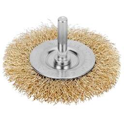 MATRIX Щетка для дрели, 75 мм, плоская со шпилькой, латунированная витая проволока//