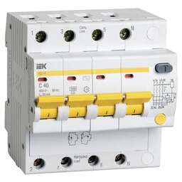 IEK Выключатель автом. дифф. тока MAD10-4-040-C-030 АД14 40A тип C 4.5kA 30мА AC 4П 400В 5мод белый (упак.:1шт)