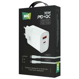 MORE CHOICE (4620202555618) NC82a 1USB+1Type-C 3.0A PD 35W+QC3.0 для Type-C Type-C White