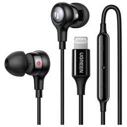 UGREEN Наушники проводные EP103 (30631) In-Ear Earphones with Lightning Connector. Цвет: черный