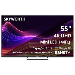 SKYWORTH 55" Телевизор 55X87G QD-Mini LED QLED, 4K Ultra HD, черный, СМАРТ ТВ, Google TV