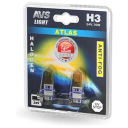 AVS Галогенная лампа /ATLAS ANTI-FOG/желтый H3.24V.70W.блистер 2шт