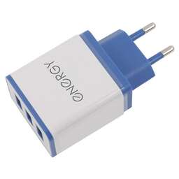 ENERGY Сетевое зарядное устройство ET-34, 3 USB разъёма, 2,1А, цвет - белый (104292)