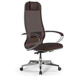 МЕТТА Кресло ErgoLife Comfort темно-коричневый сиденье темно-коричневый сет./экокожа с подголов. крестов. сталь хром