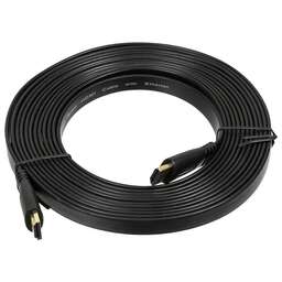 NONAME Кабель аудио-видео High Speed ver.1.4 Flat, HDMI (m) - HDMI (m), ver 1.4, 5м, GOLD, FLAT, черный