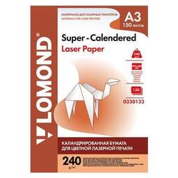 LOMOND Бумага 0330133, A3, для лазерной печати, 150л, 240г/м2, белый, фактура суперкаландрированная, покрытие матовое /матовое