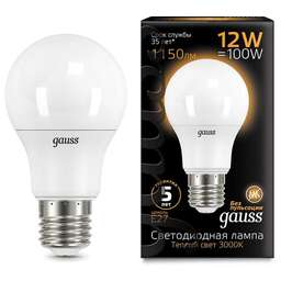 GAUSS Упаковка ламп LED E27, шар, 12Вт, A60, 10 шт. [102502112]