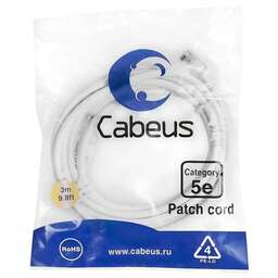 CABEUS Патч-корд PC-UTP-RJ45-CAT.5E-3M-WH-LSZH U/UTP RJ-45 вил.-вилка RJ-45 кат.5E 3м белый LSZH