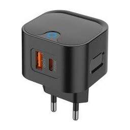 Pero TC21, USB-A + USB-C PD, 25W, черный (ТС21B)