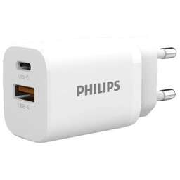 PHILIPS Сетевое зарядное устройство DLP5331, 1xUSB-A +1xUSB-C, 30Вт, 1.5A, белый [dlp5331cw/74]