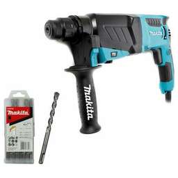 MAKITA Перфоратор HR2630 + набор буров B-54704 патрон:SDS-plus уд.:2.9Дж 800Вт (кейс в комплекте)