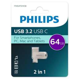 PHILIPS 2-in-1 64Gb серебристый (FM64FD145B/97)