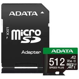 A-DATA Флеш карта microSDXC 512GB UD512GUI3V30A2SP-RA1 Speed Plus V30 A2 + adapter
