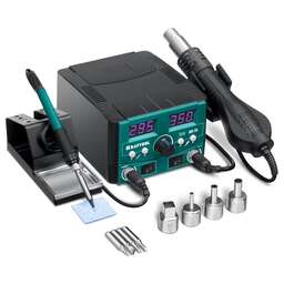 KRAFTOOL KR-75, 2-в-1 100-480°С 750 Вт, Ремонтная паяльная станция (55340)
