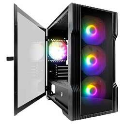 1STPLAYER Корпус TRILOBITE T3-G Black / mATX, TG 4x 120mm LED fans inc. T3-G-BK-4F1