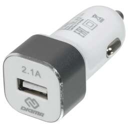 DIGMA Автомобильное зарядное устройство DGCC-1U-2.1A-WG, USB-A, 10.5Вт, 2.1A, белый