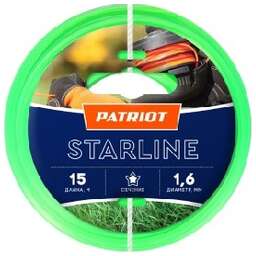 PATRIOT 805201051 D 1,6 мм L 15 м (звезда, зеленая) Леска Standart для триммеров