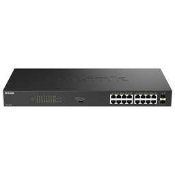 D-LINK Коммутатор DGS-1018P DGS-1018P/B1A (L2) 16x1Гбит/с 2SFP 16PoE 240W неуправляемый