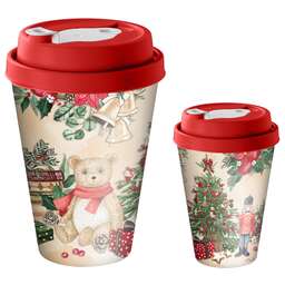 HOMVER Стакан с крышкой 420мл с декором с клапаном "Игрушки" (красный) 223137006/03