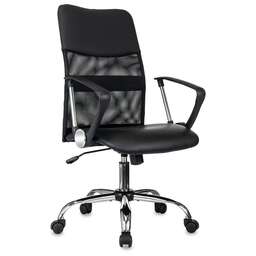 БЮРОКРАТ Кресло CH OMEGA SL, на колесиках, сетка/ткань/экокожа, черный [ch omega sl black]