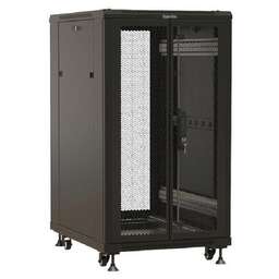 HYPERLINE Шкаф коммутационный TTBR-1868-DD-RAL9004 напольный, перфорированная двустворчатая передняя дверь, 18U, 600x988x800 мм