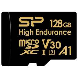 SILICON POWER Карта памяти microSDXC UHS-I U3 High Endurance 128 ГБ, 100 МБ/с, Class 10, SP128GBSTXDV3V1HSP, 1 шт., с адаптером
