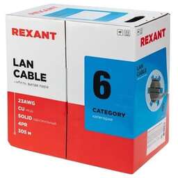 REXANT Кабель информационный 01-0067 кат.6 U/UTP 4 пары нг(А)-HF внешний 305м серый