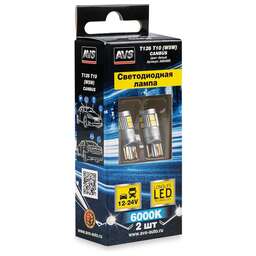 AVS T126 T10/белый/ (W2.1x9.5d) CANBUS 9SMD 3030 12-24V W5W коробка 2 шт