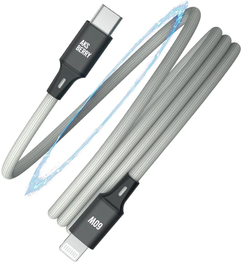 Кабель AKSBERRY (6900307880012) X164 Magnetic Type C - Lightning, серый